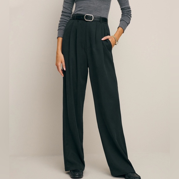Reformation Pants - Reformation Black High-Waist Wide-Leg Trousers